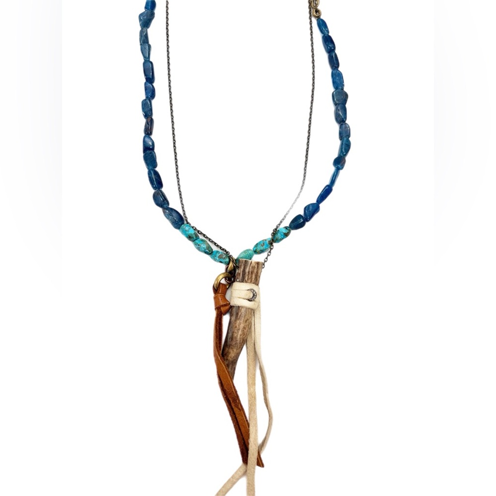 Turquoise and apatite stone necklace